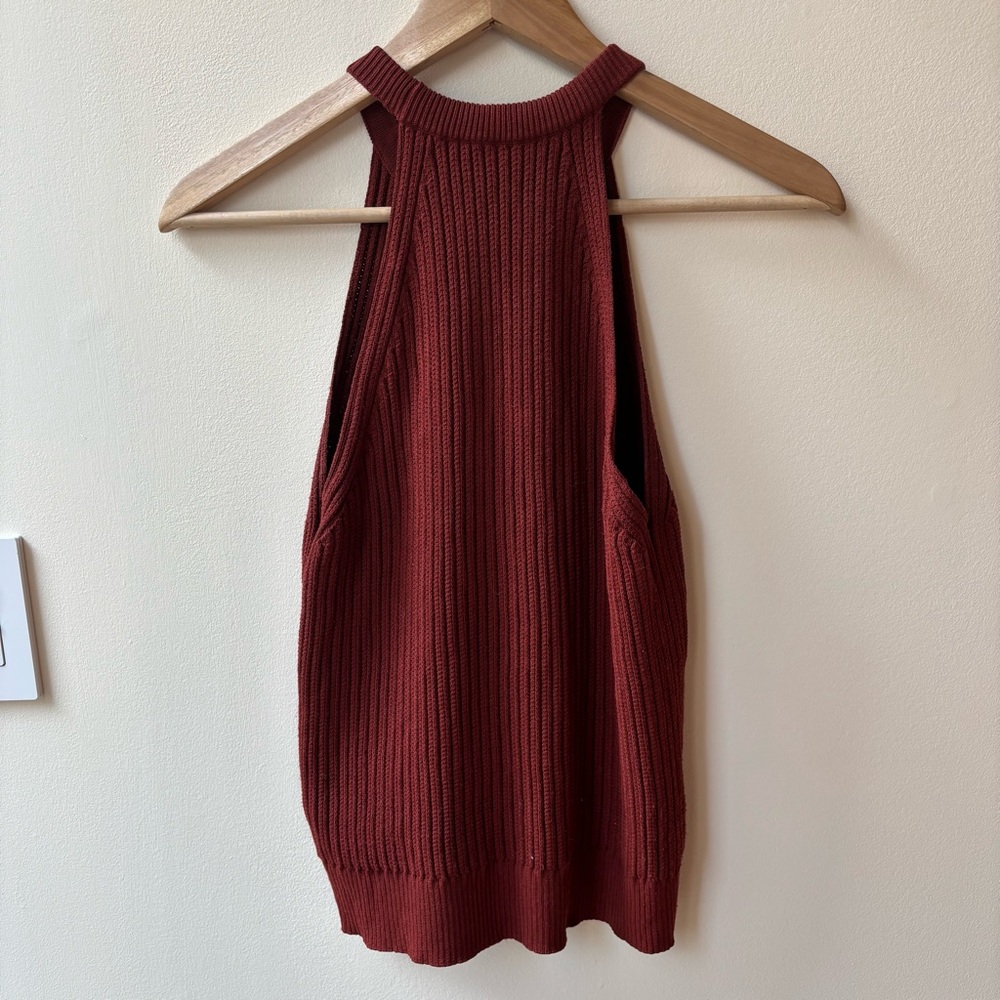 Theory Brick Red Ribbed Knit Top - Picture 6 of 7